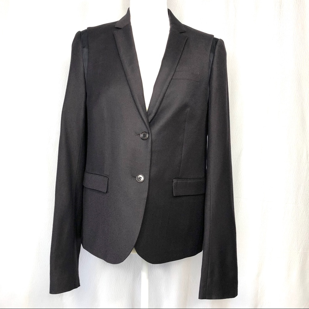 Helmet Lang Black Flannel 2 Button Blazer
